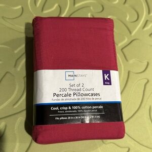 Mainstays set of 2 KING 100% Percale Pillowcases cool crisp